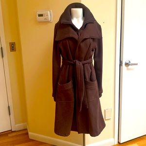Vintage brown wrap wool coat